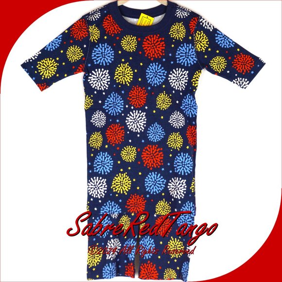 NWT Hanna Andersson Organic Short Johns Pajamas Fireworks Print 160 14 - Picture 1 of 4